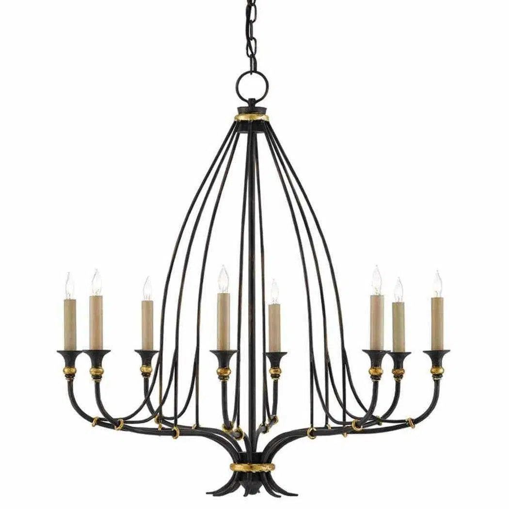 French Black Gold Leaf Folgate Chandelier