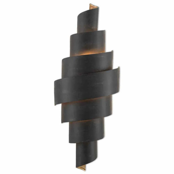 French Black Painted Gold Chiffonade Wall Sconce Wall Sconces LOOMLAN By Currey & Co