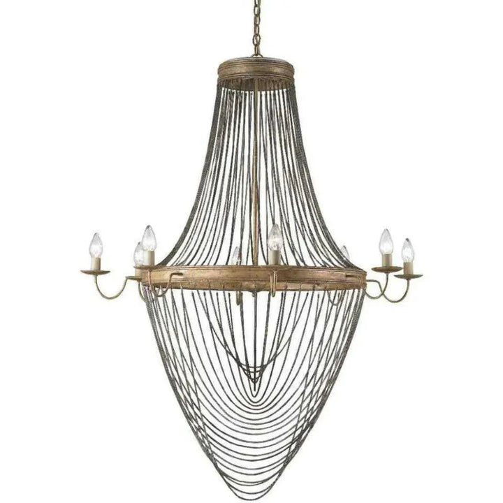 French Gold Leaf Iron Lucien Chandelier - LOOMLAN - Currey & Co - Chandeliers