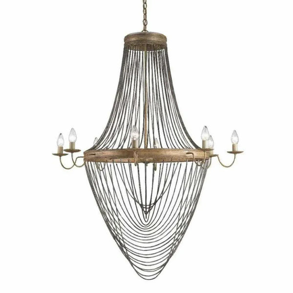 French Gold Leaf Iron Lucien Chandelier - LOOMLAN - Currey & Co - Chandeliers