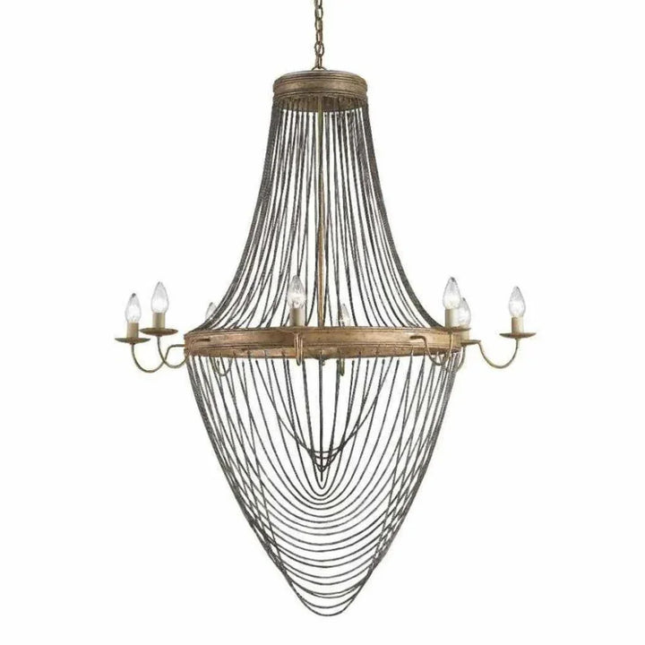 French Gold Leaf Iron Lucien Chandelier - LOOMLAN - Currey & Co - Chandeliers