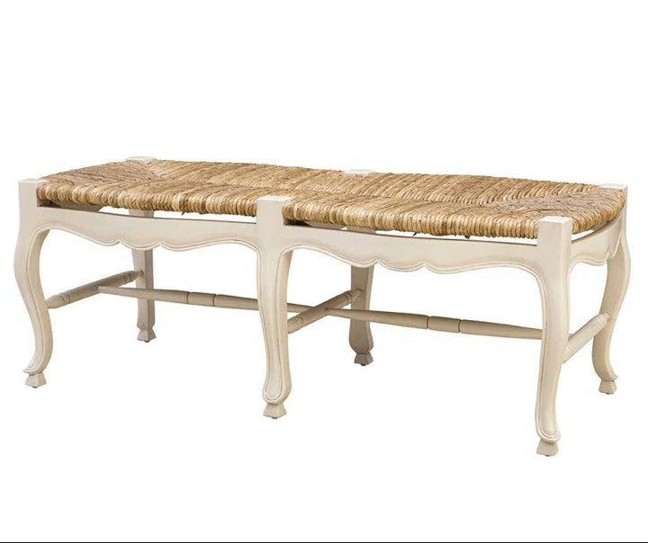 French Wooden White Settee - LOOMLAN - Furniture Classics - Bedroom Benches