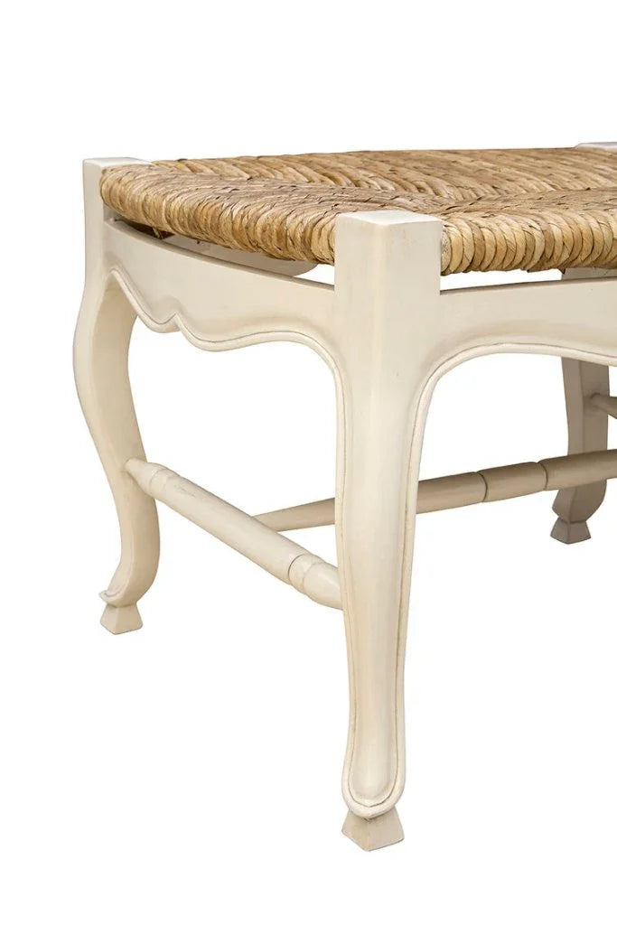 French Wooden White Settee - LOOMLAN - Furniture Classics - Bedroom Benches