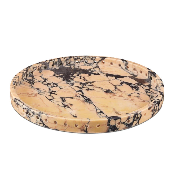 Freya Modern Purple Marble Round Tray-Trays-Currey & Co-LOOMLAN