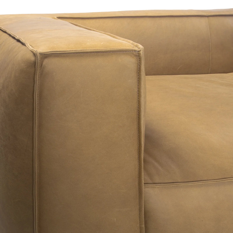 Contemporary Leather Club Sofa 100" Wide