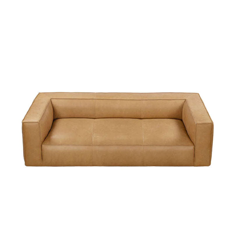 Contemporary Leather Club Sofa 100" Wide