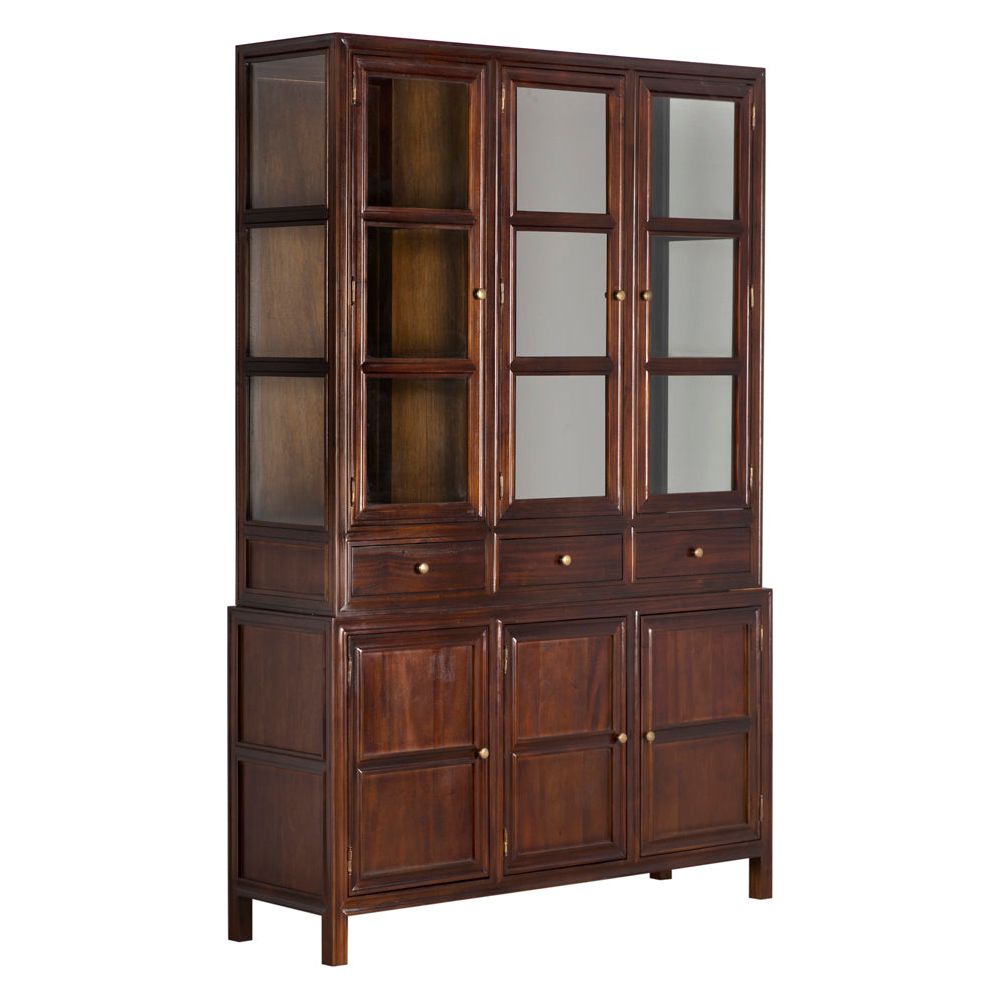 Colonial Wooden Hand Rubbed Brown Hutch