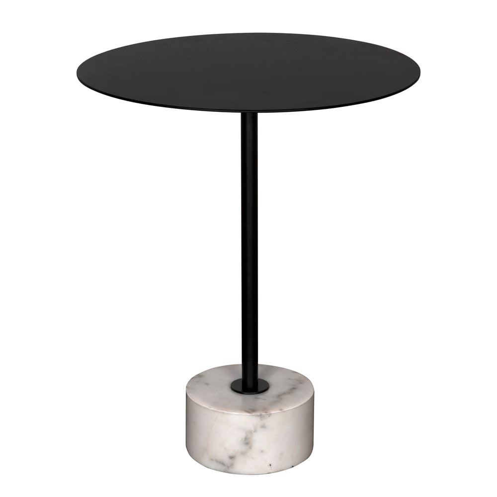 Govinda White Marble Top Round Side Table