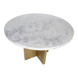 Graze Marble and Iron White Round Dining Table