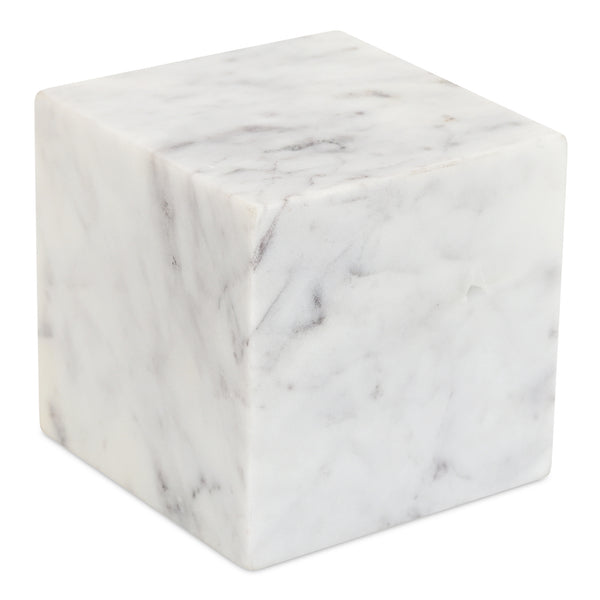 Cora Cube White Marble Tabletop Accent