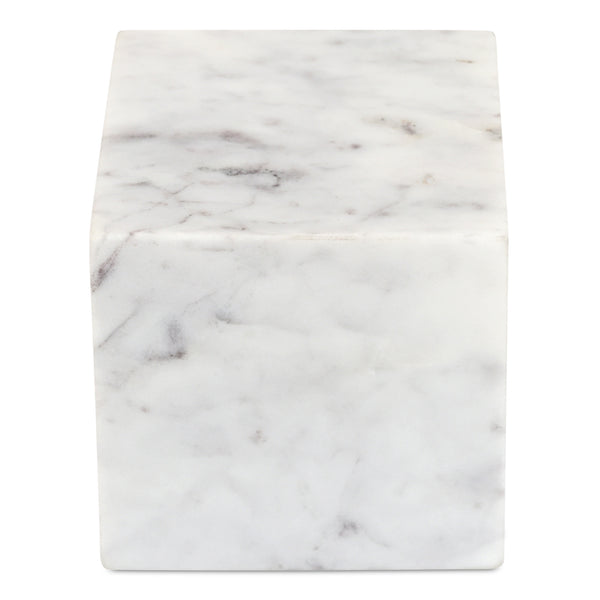 Cora Cube White Marble Tabletop Accent