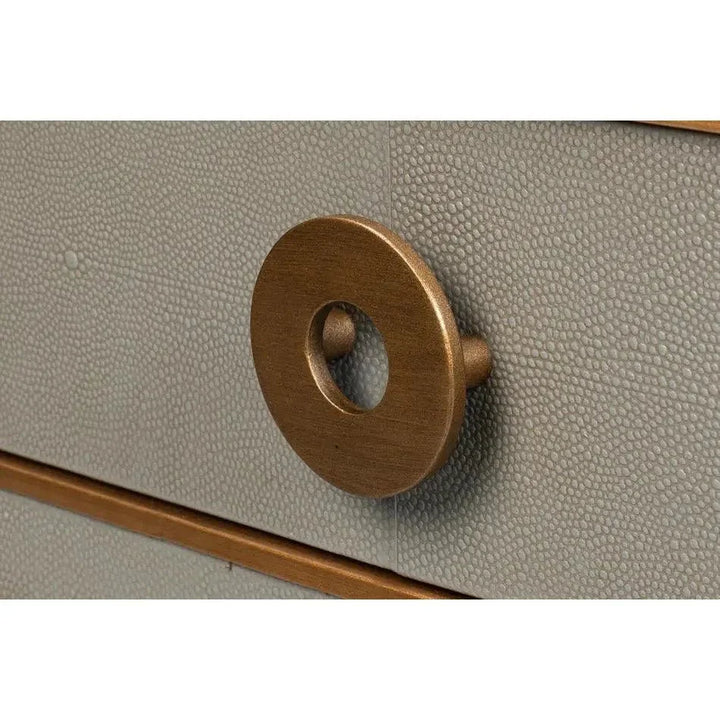 Gabriella Console Table Drawers Grey Shagreen Leather - LOOMLAN - Sarreid - Console Tables