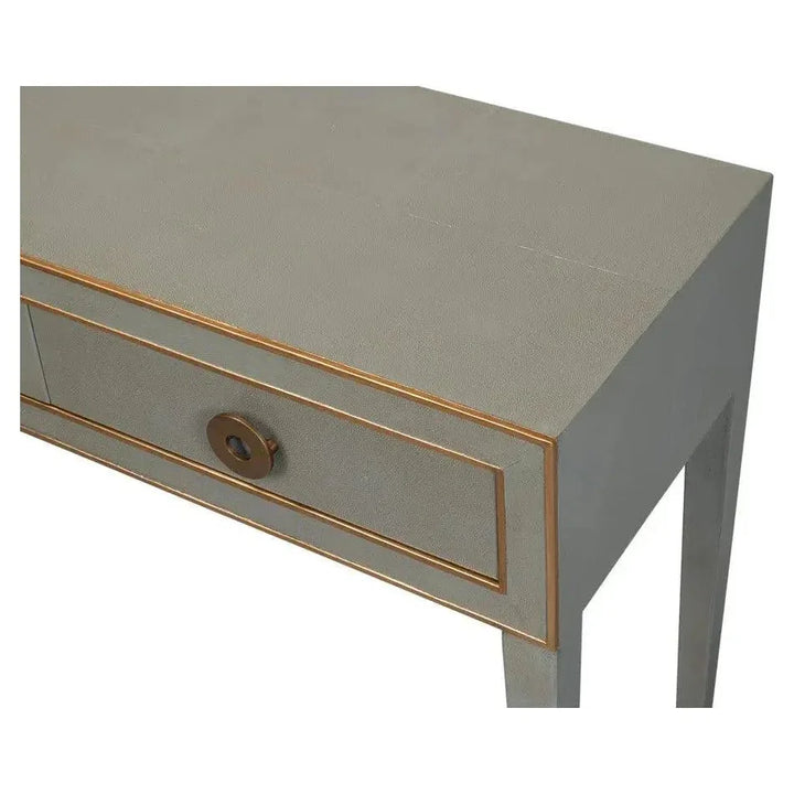 Gabriella Console Table Drawers Grey Shagreen Leather - LOOMLAN - Sarreid - Console Tables