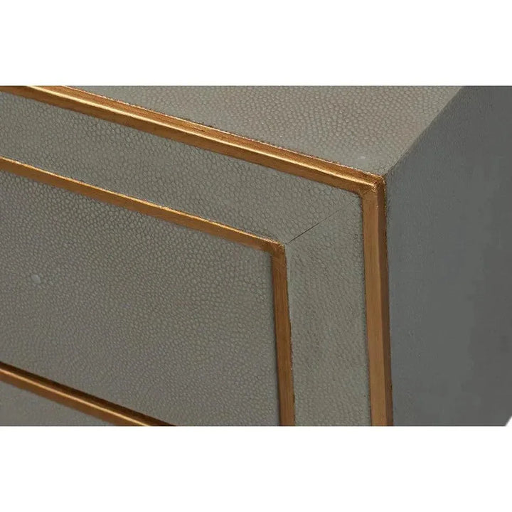 Gabriella Console Table Drawers Grey Shagreen Leather - LOOMLAN - Sarreid - Console Tables