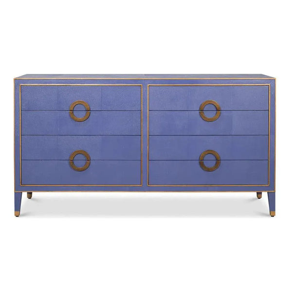 Gabriella Embossed Shagreen Blue Chest Of Drawers