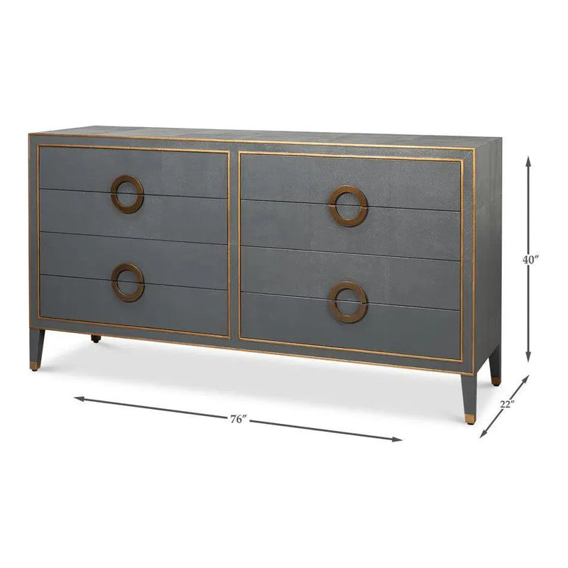 Gabriella Embossed Shagreen Grey Chest Of Drawers