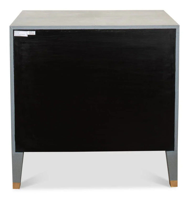 Gabriella Grey Shagreen Leather Nightstand - LOOMLAN - Sarreid - Nightstands
