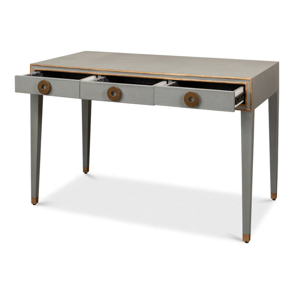 Gabriella Shagreen Desk Table Storm Grey-Home Office Desks-Sarreid-LOOMLAN