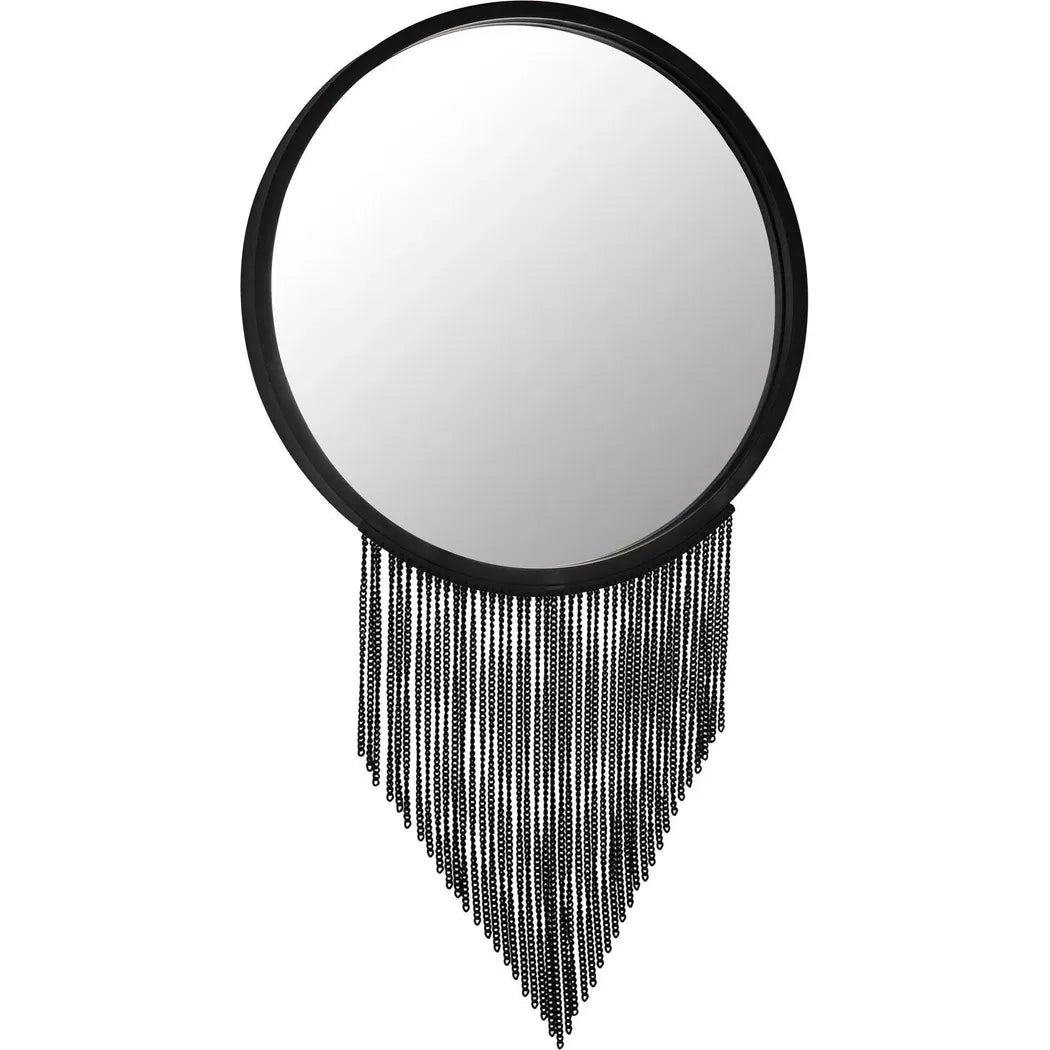 Galahad Black Round Wall Mirror Decorative Chains