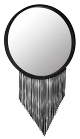 Galahad Mirror Black Round Wall Mirror Decorative Chains-Wall Mirrors-Noir-LOOMLAN