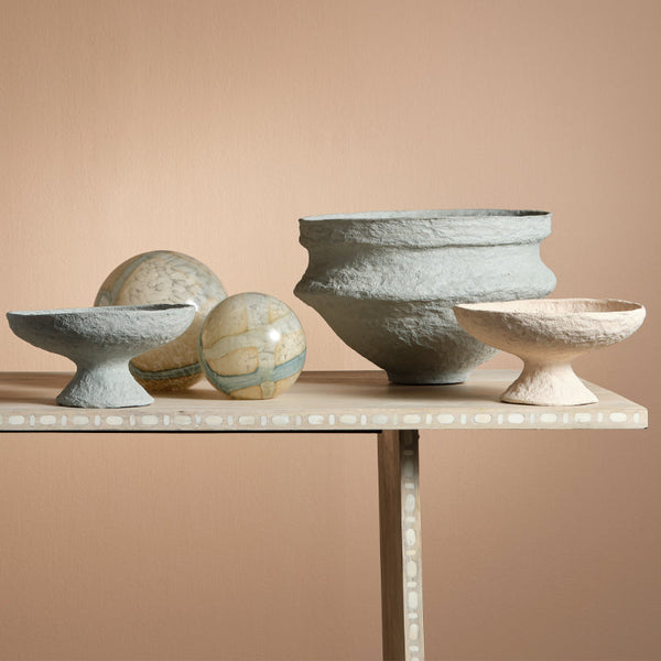 Garden Pedestal Bowl - Grey-Boxes & Bowls-Jamie Young-LOOMLAN