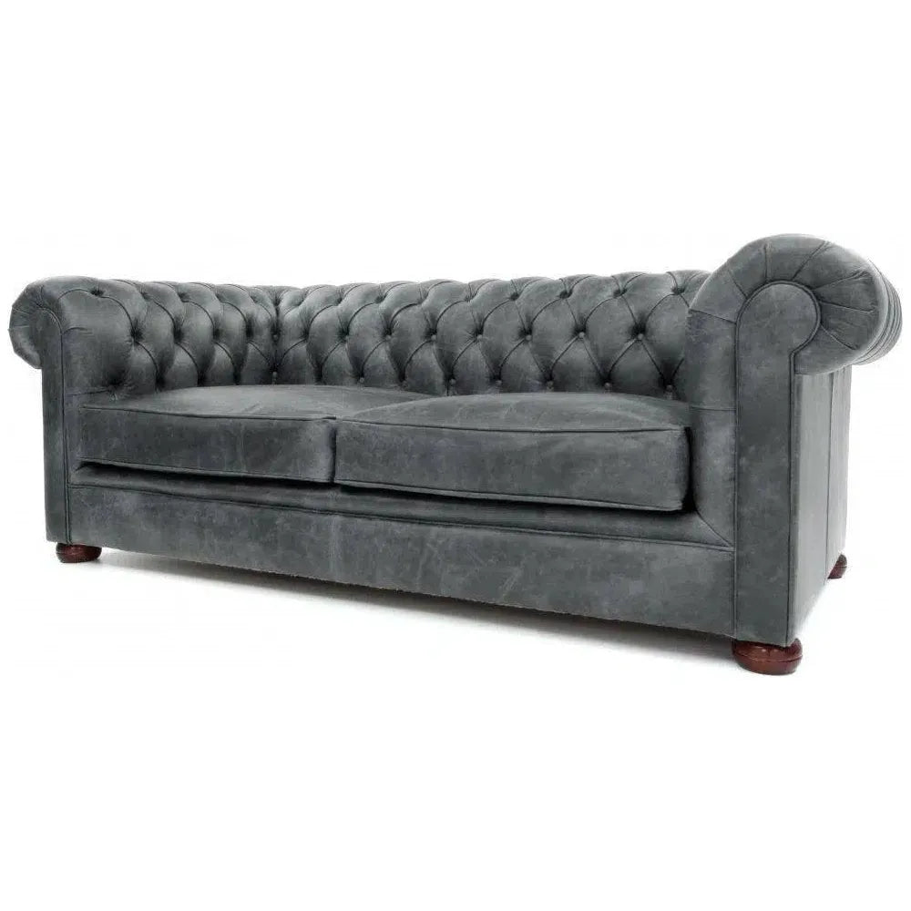 Gary Slate Grey Chesterfield Leather Sofa Made to Order