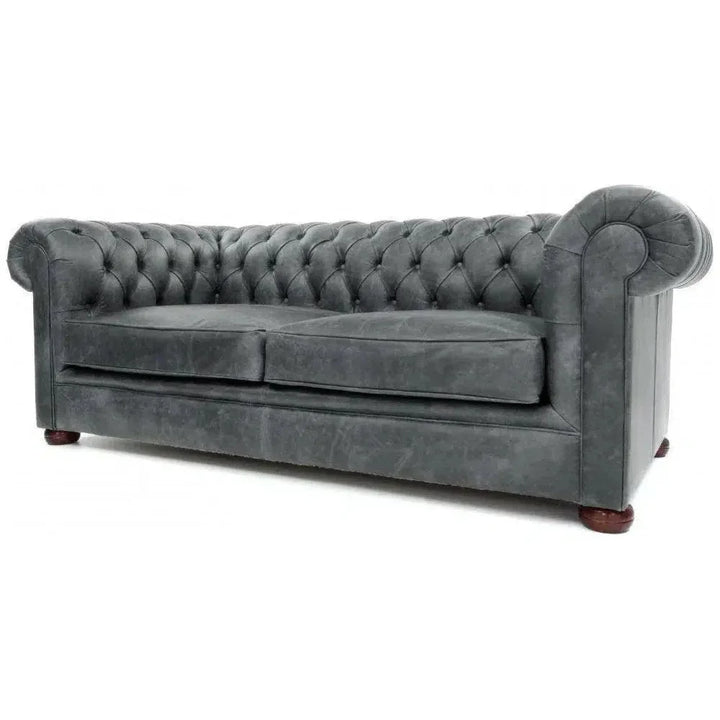 Gary Slate Grey Chesterfield Leather Sofa Made to Order - LOOMLAN - Uptown Sebastian - Sofas & Loveseats