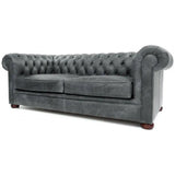 88" Slate Grey Chesterfield Leather Sofa Made to Order Sofas & Loveseats LOOMLAN By Uptown Sebastian