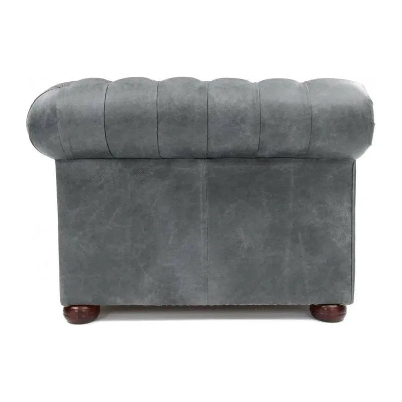 88" Slate Grey Chesterfield Leather Sofa Made to Order Sofas & Loveseats LOOMLAN By Uptown Sebastian