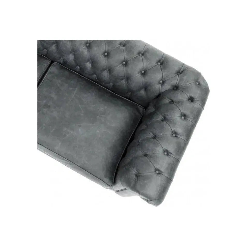 Gary Slate Grey Chesterfield Leather Sofa Made to Order