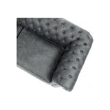 88" Slate Grey Chesterfield Leather Sofa Made to Order Sofas & Loveseats LOOMLAN By Uptown Sebastian