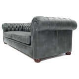 88" Slate Grey Chesterfield Leather Sofa Made to Order Sofas & Loveseats LOOMLAN By Uptown Sebastian