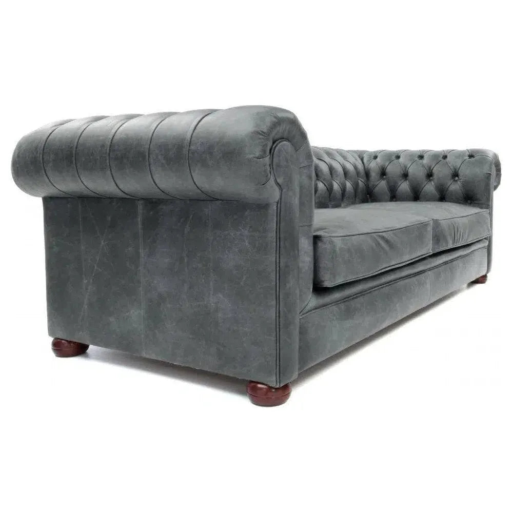 Gary Slate Grey Chesterfield Leather Sofa Made to Order