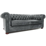 Gary Slate Grey Chesterfield Leather Sofa Made to Order