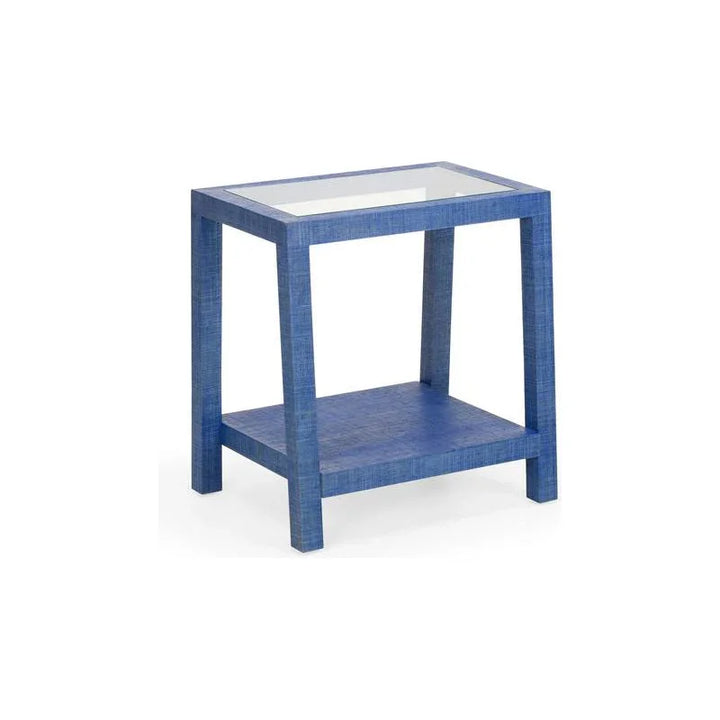 Gaston Blue Raffia Warpped Side Table - LOOMLAN - Wildwood - Side Tables