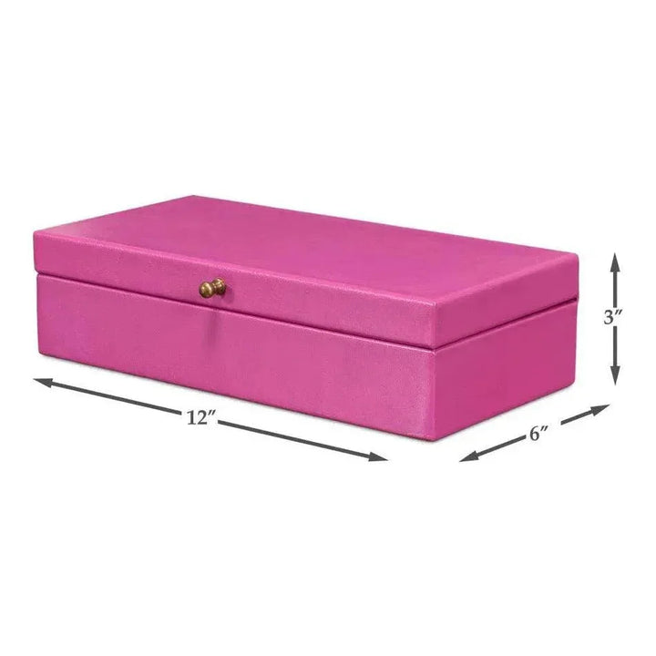 Gastsburg Leather & Paper Liner Pink Shagreen Box 2PC - LOOMLAN - Sarreid - Boxes & Bowls