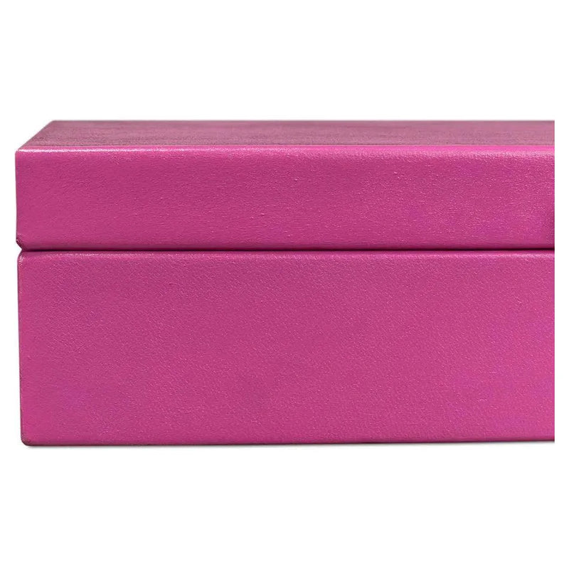 Gastsburg Leather & Paper Liner Pink Shagreen Box 2PC-Boxes & Bowls-Sarreid-LOOMLAN