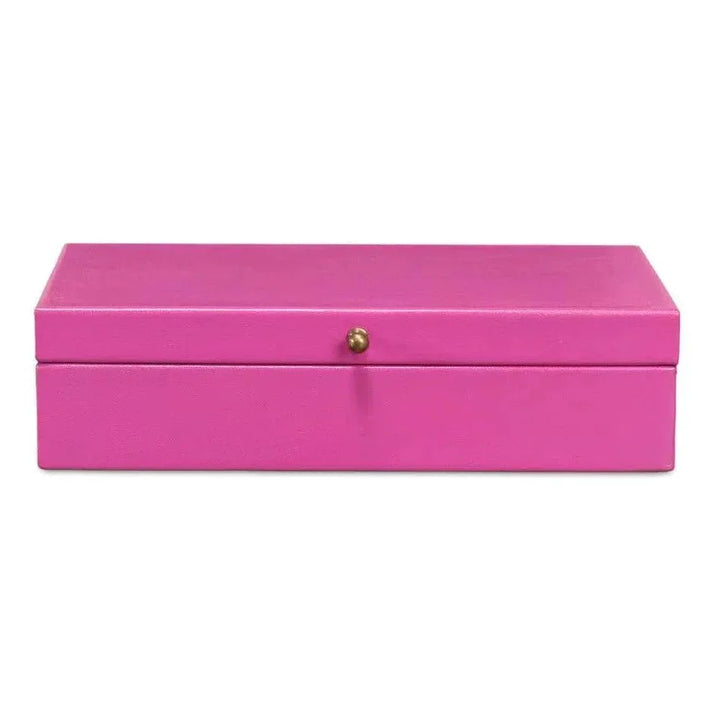 Gastsburg Leather & Paper Liner Pink Shagreen Box 2PC - LOOMLAN - Sarreid - Boxes & Bowls
