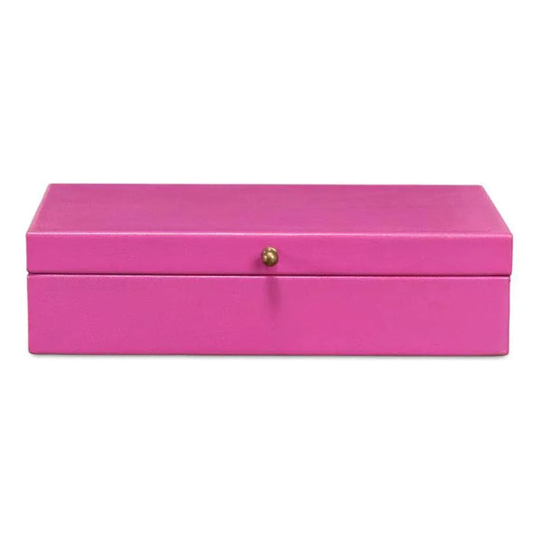 Gastsburg Leather & Paper Liner Pink Shagreen Box 2PC-Boxes & Bowls-Sarreid-LOOMLAN