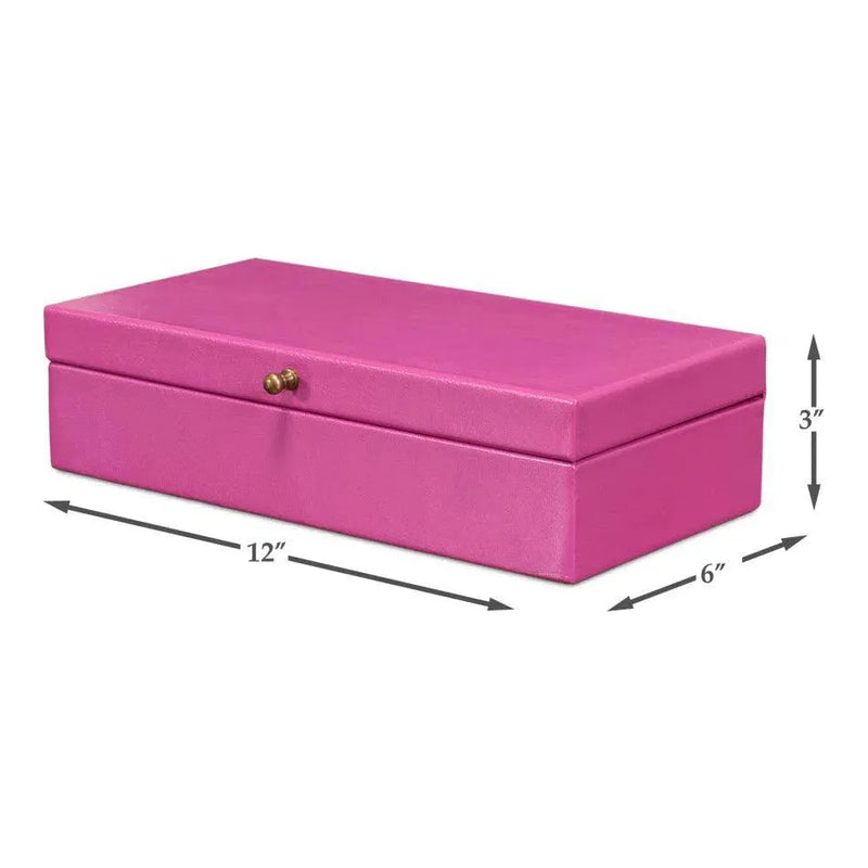 Gastsburg Leather & Paper Liner Pink Shagreen Box 2PC-Boxes & Bowls-Sarreid-LOOMLAN