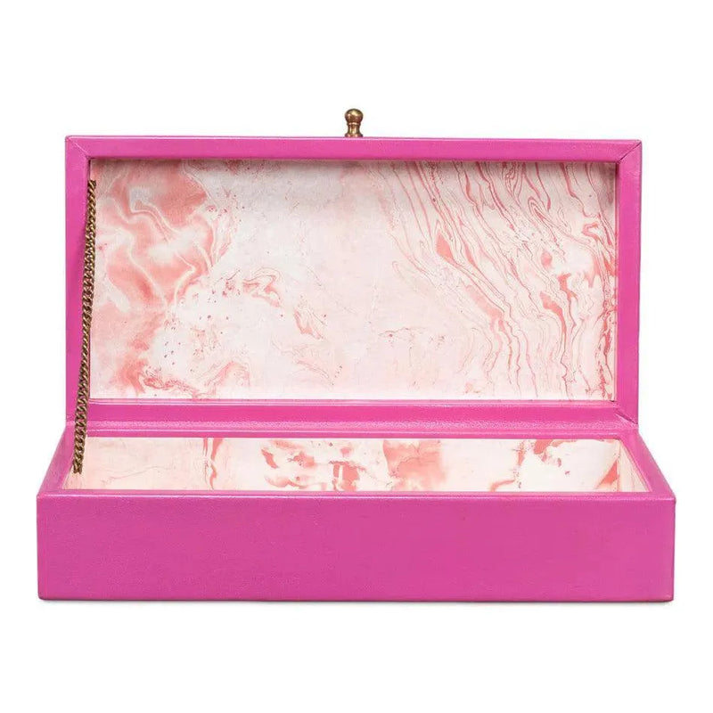 Gastsburg Leather & Paper Liner Pink Shagreen Box 2PC-Boxes & Bowls-Sarreid-LOOMLAN