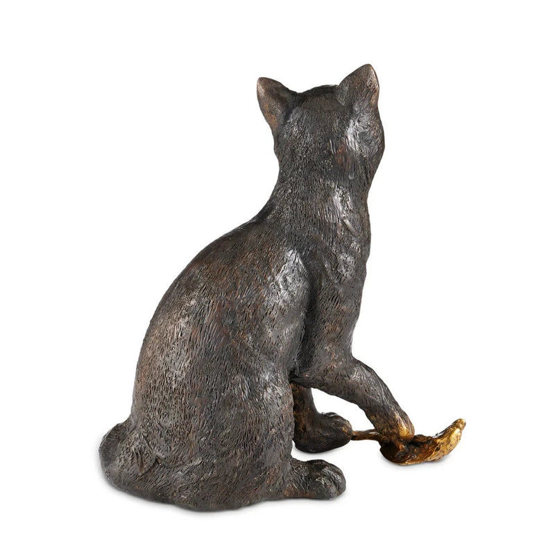 Currey & Co-Gatto Bronze Gold Polished Sculpture-Statues & Sculptures-LOOMLAN