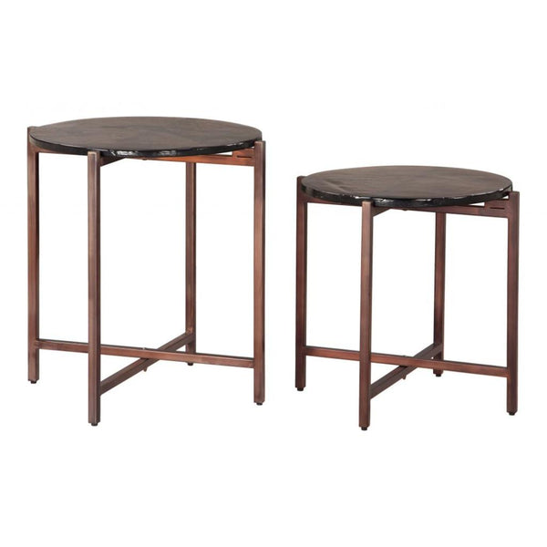 Gema Iron Frame Round Coffee Table 2PC