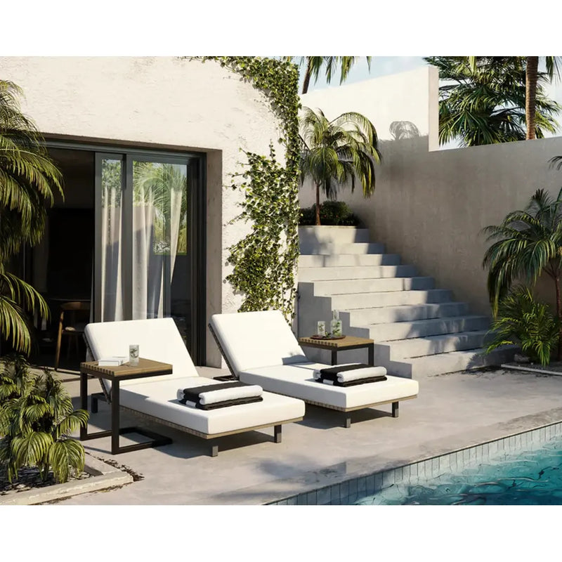 Geneve Cream Fabric Outdoor Lounger-Outdoor Lounge Chairs-SUNPAN-LOOMLAN