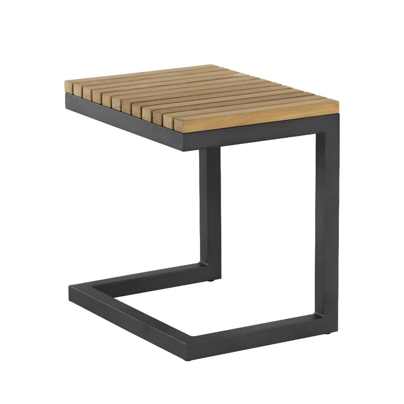 Geneve Aluminum Based Wooden Outdoor C-Shaped End Table