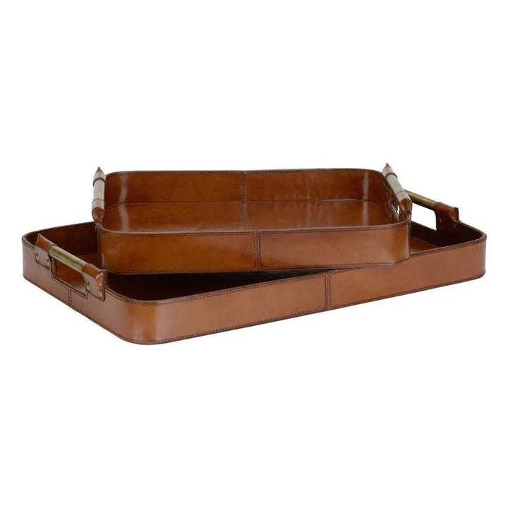 Gentleman Rich Leather Tray (Set of 2) - LOOMLAN - Trays
