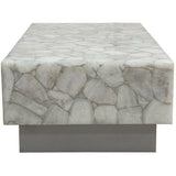 Genuine White Quartz Cocktail Table Antique Silver Finished Base Coffee Tables LOOMLAN By Diamond Sofa