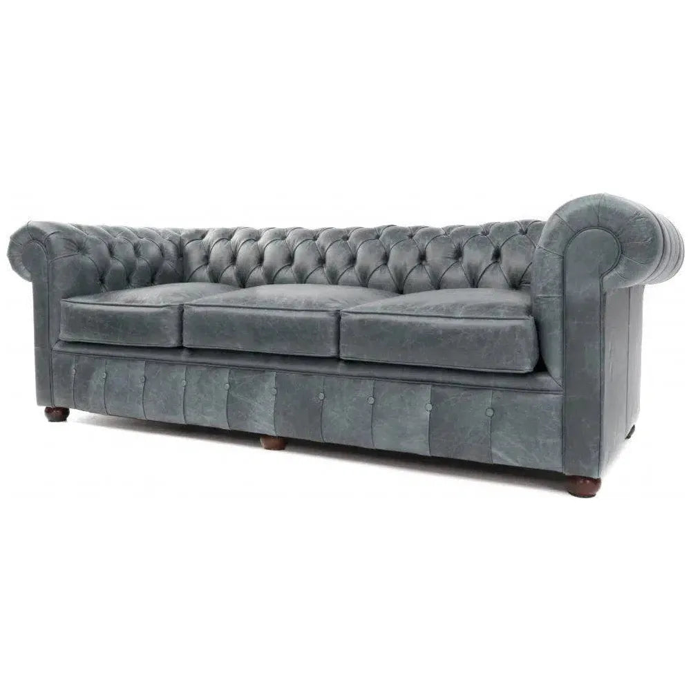 George Slate Grey Chesterfield Leather Sofa