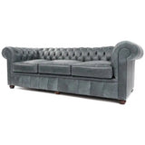 108" Slate Grey Chesterfield Leather Sofa Sofas & Loveseats LOOMLAN By Uptown Sebastian