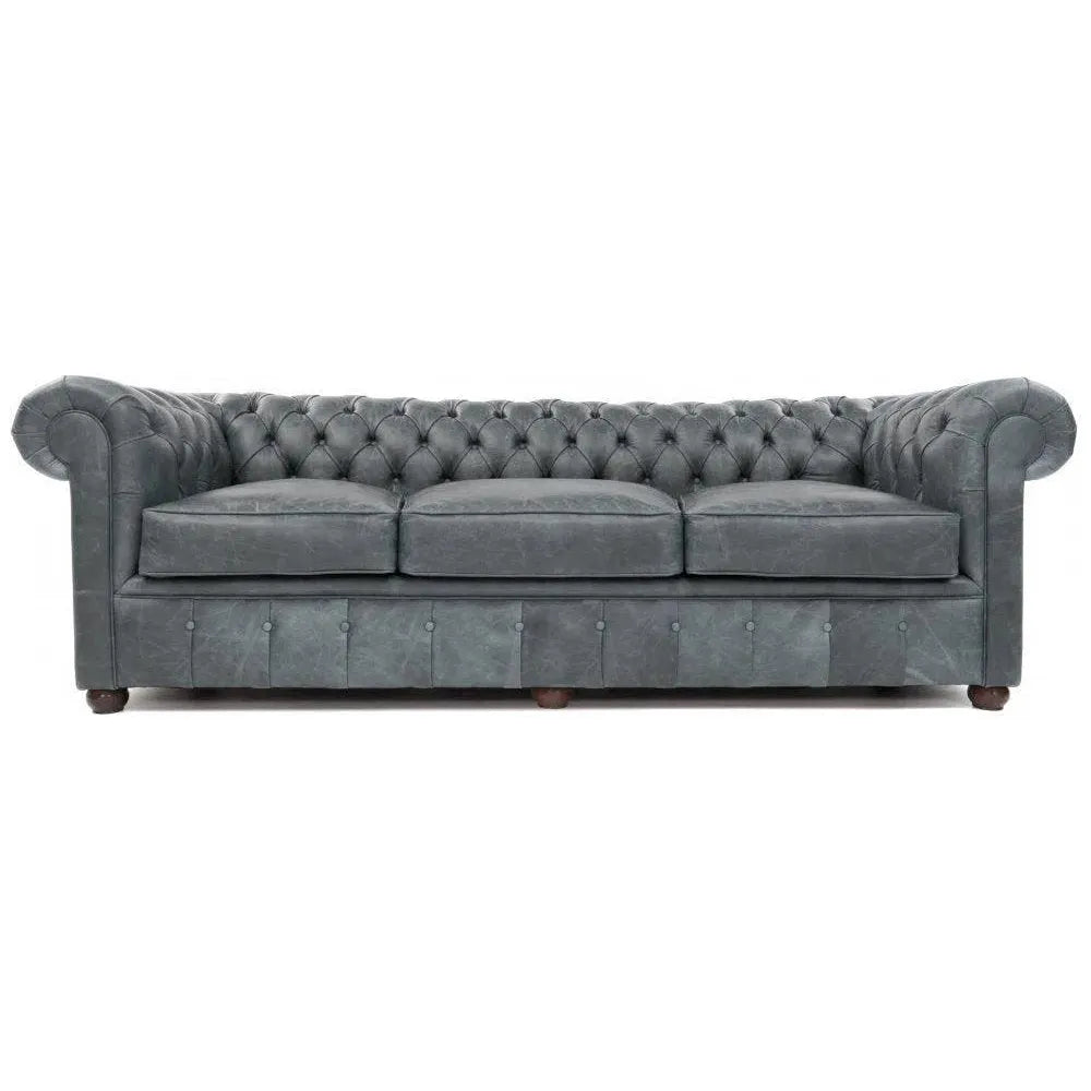 George Slate Grey Chesterfield Leather Sofa